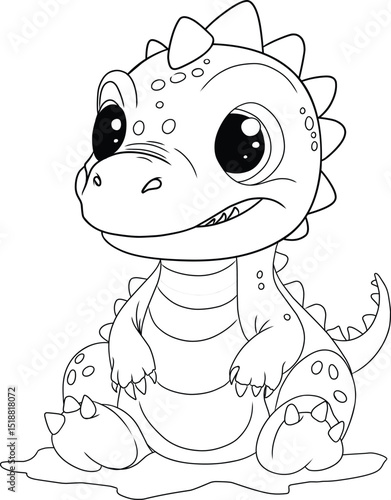 Schilderij op canvas Fun Dinosaur Design Coloring Sketch Book for Kids
