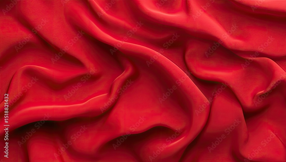 Red fabric draped in soft, flowing folds Red fabric draped in soft, flowing folds