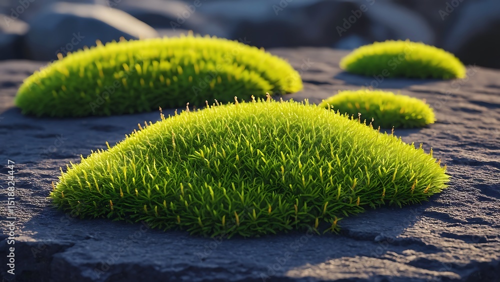 Fototapeta premium Green moss cushions on a rock