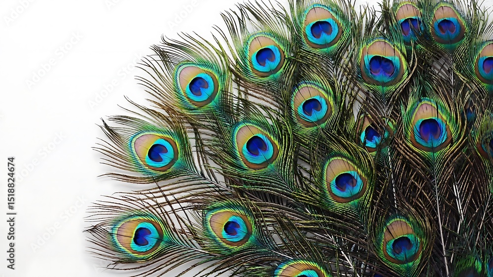 Obraz premium Peacock Feathers On White Background