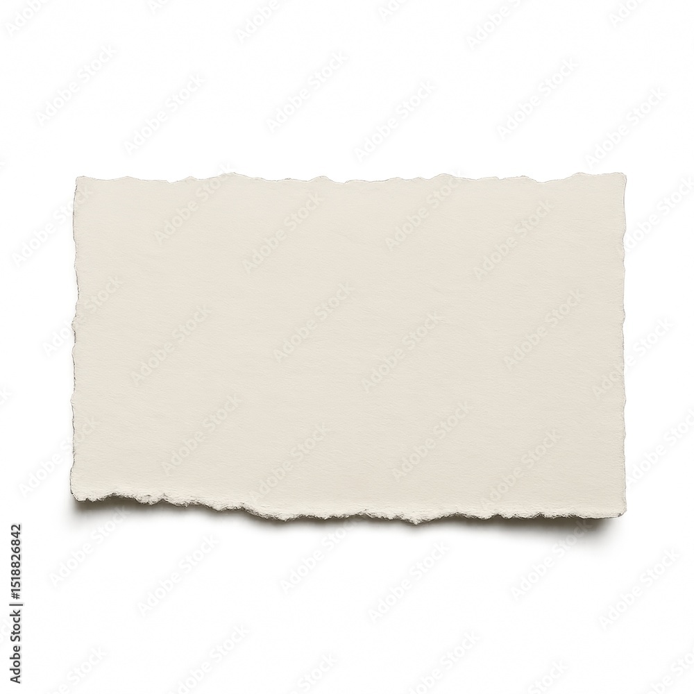 Obraz premium Blank Beige Paper Sheet with Torn Edges on White Backdrop for Creative Design Projects