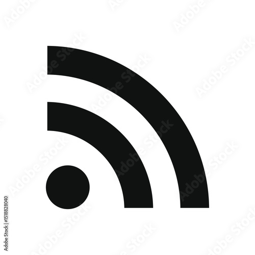 Black RSS feed icon with curved signal bars