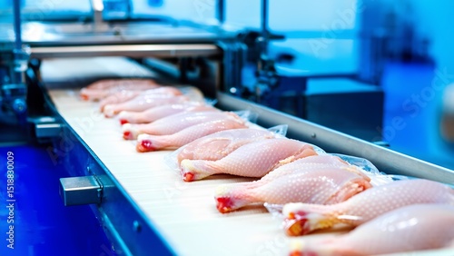 Processing chicken legs for distribution poultry industry food production clean environment industrial view supply chain efficiency