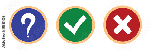 Question check and cross icons in colored circles
