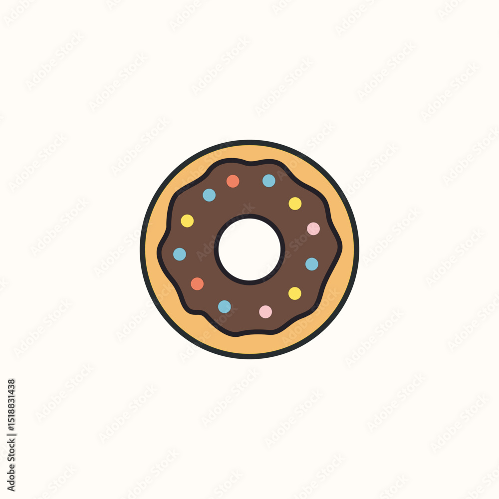 Fototapeta premium Donut Icon – Flat Sweet Dessert Symbol
