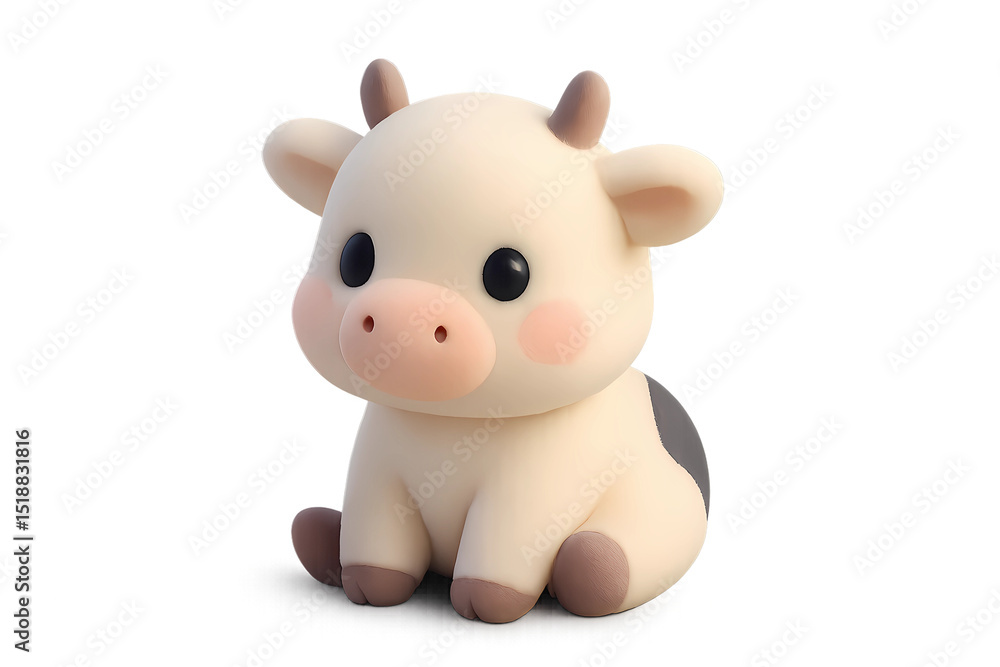 Kawaii Baby Cow – Cute 3D Cartoon Animal Character for Kids & Designs Kawaii Baby Cow – Cute 3D Cartoon Animal Character for Kids & Designs
