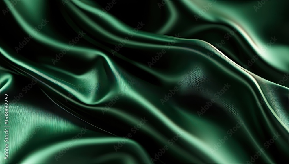 Obraz premium Deep emerald green silk drapes in flowing folds