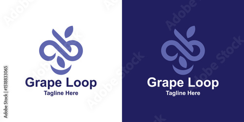 combination logo of wine and infinity, connection, fresh, drink,logo design creative elegant.
