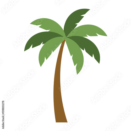 Tropical green palm tree flat illustration