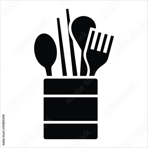 Cutlery Holder  Icon Element For Design