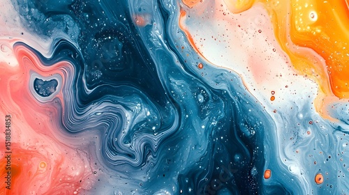 Vibrant Abstract Fluid Paint Swirl Composition with Dynamic Expression