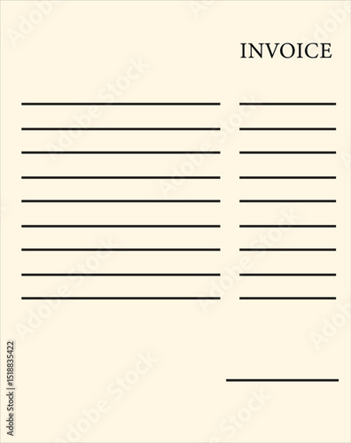 Minimalist Invoice Document Vector Illustration – Simple Business Billing Template for Finance, Accounting, and Office Use
