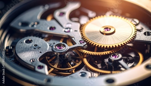 Wallpaper Mural Intricate Watch Mechanism: A detailed view into the complex and beautiful inner workings of a luxury timepiece, showcasing precision engineering.  Torontodigital.ca