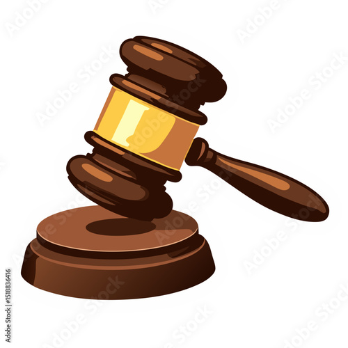 Illustration of a Wooden Gavel and Sound Block, Symbolizing Justice and Law