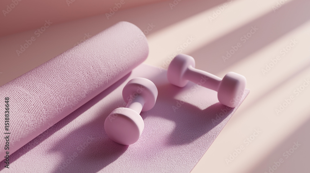 Fototapeta premium Elegant pink cosmetic containers arranged in soft natural light with delicate shadow play, representing minimalist beauty products and contemporary skincare aesthetics