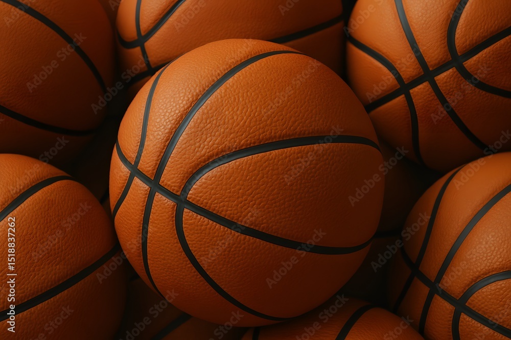 Obraz premium A close up shot of a pile of orange and black basketballs in a group shot