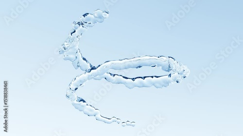 螺旋を描き上昇する水の造形の3Dアニメーション