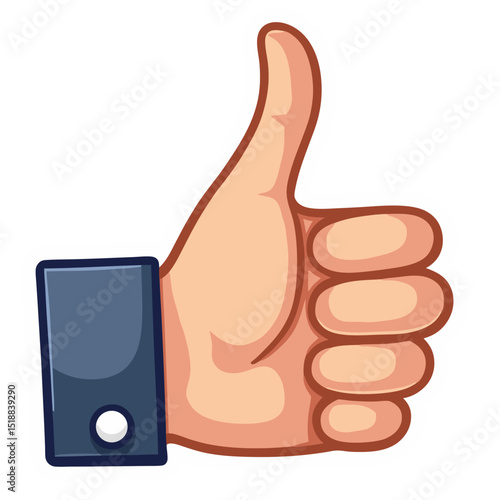 Cartoon thumb up hand gesture representing like, agree, approval, success concept