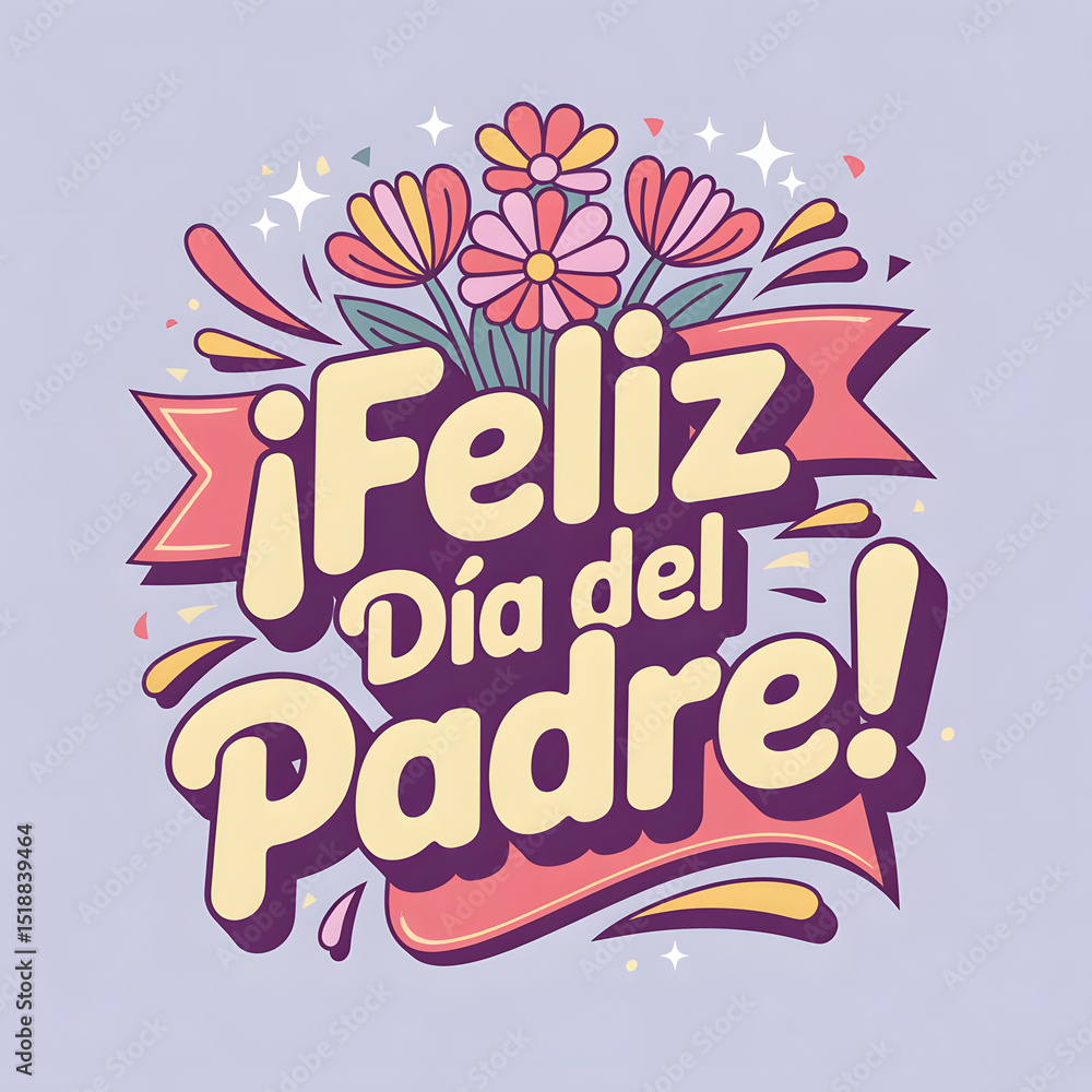 Obraz premium Feliz Día del Padre 3D Text with Typography with Floating Hearts on Water Background, Happy Father's Day Spanish Greeting with Reflective Design Father's Day Message for banner poster print