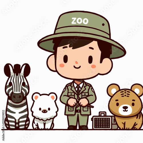 zoo keeper vector illustration