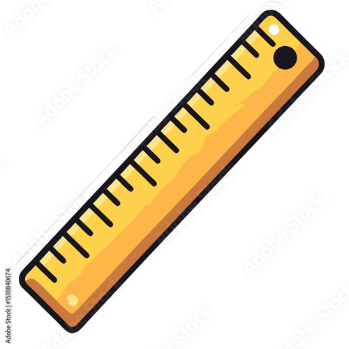 Illustration of a yellow ruler with a black outline and a black background