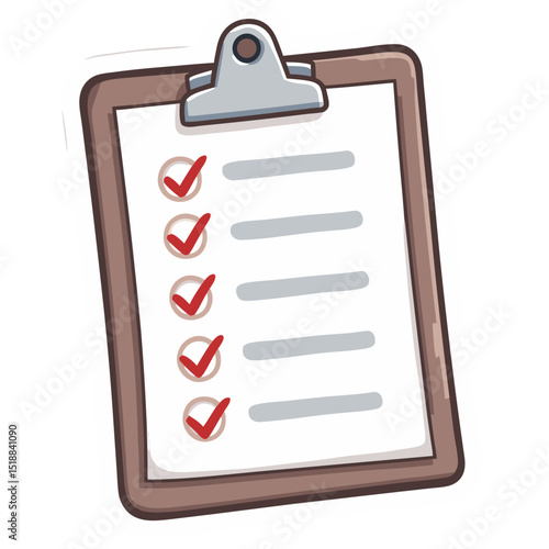 Illustration of a clipboard with a checklist showing completed tasks and a black background