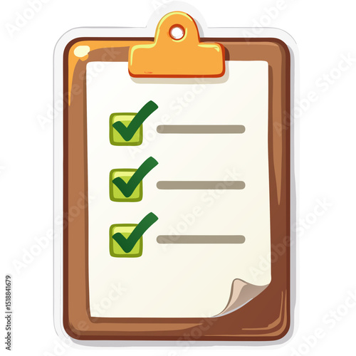 Illustration of a Checklist on a Clipboard with Green Check Marks Representing Tasks Completed