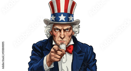 Uncle Sam or a patriotic person in a hat with an American flag, celebrating freedom for the USA