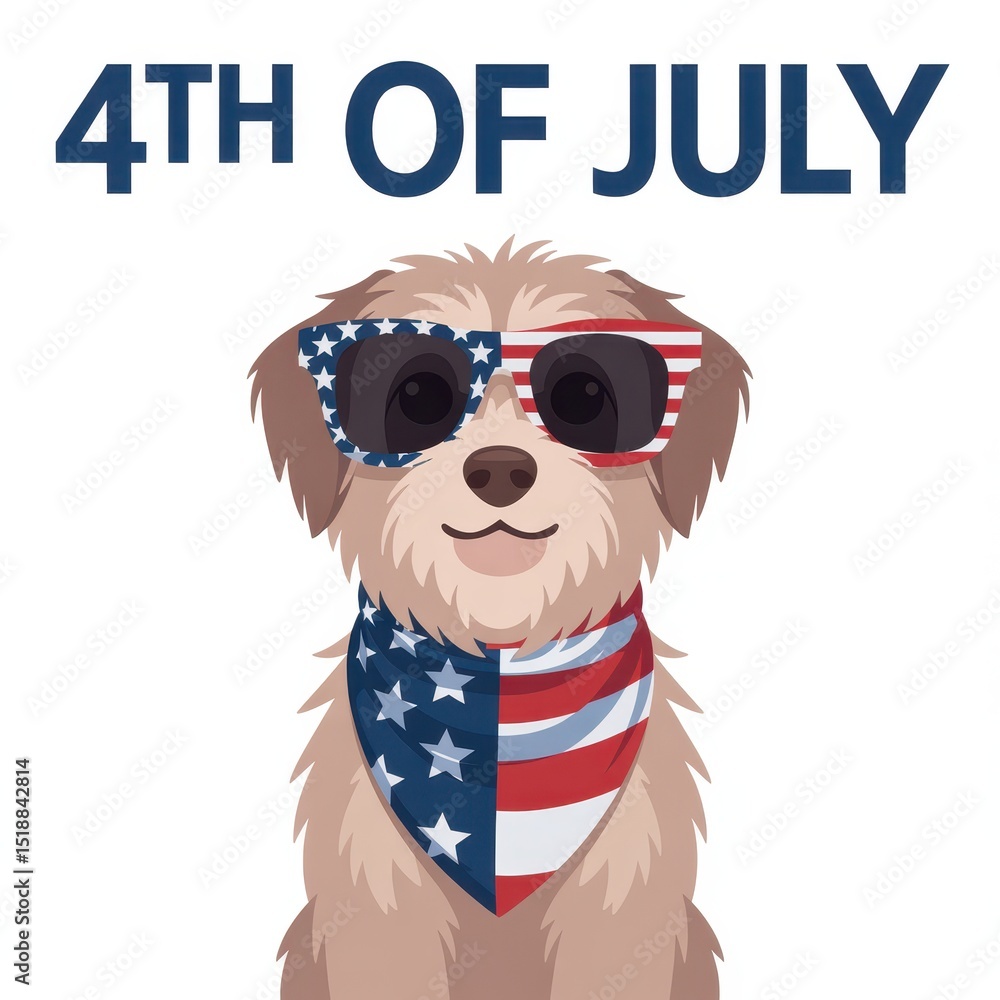 Naklejka premium 4th July Independence Day Celebration with Pets Festive Home Environment Fun Illustration