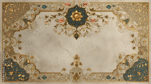 Elegant Ornate Floral Background with Gold Baroque Pattern for Luxurious Wedding Invitations and Classical Interior Design