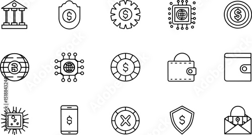 financial technology icon set with crypto vault  p (1).eps