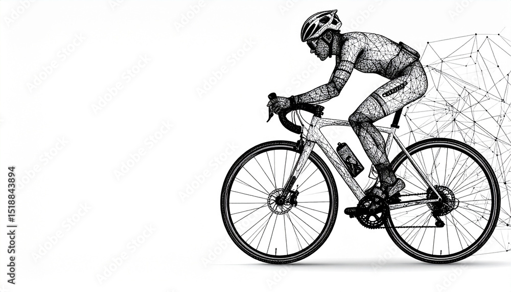 Obraz premium Athletic Cyclist Riding a Road Bike A Dynamic Line Art Illustration