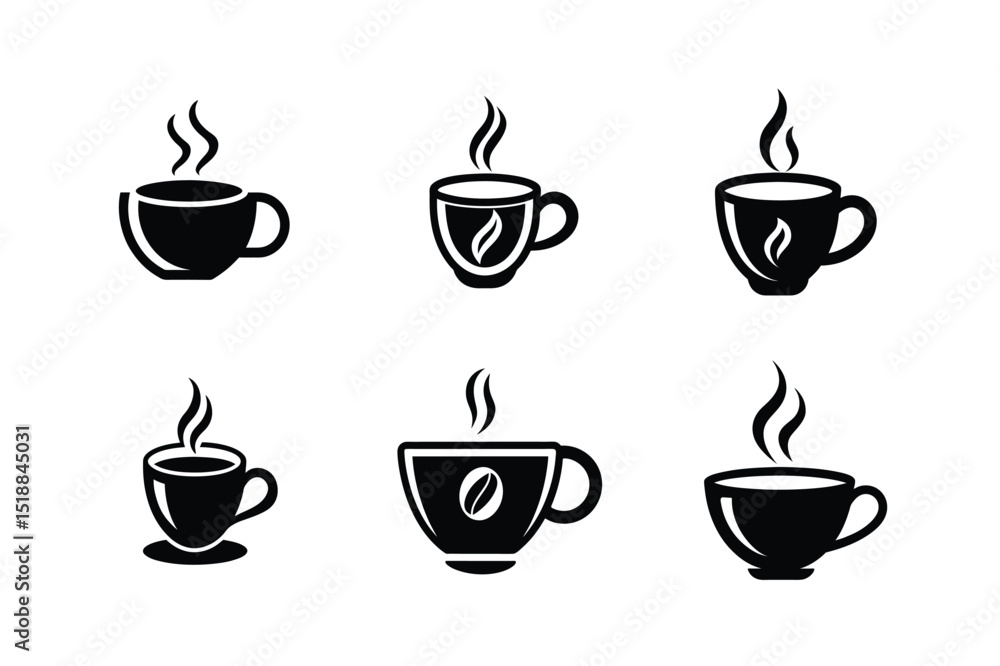 Obraz premium Coffee Cup Silhouette Icon Set