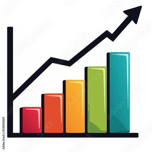 Visual representation of growth and success: A colorful graph with a rising arrow