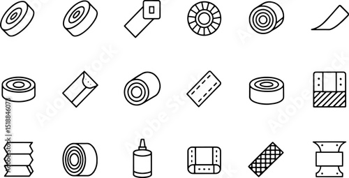 line icons related to duct tape  adhesive  sticker (1).eps