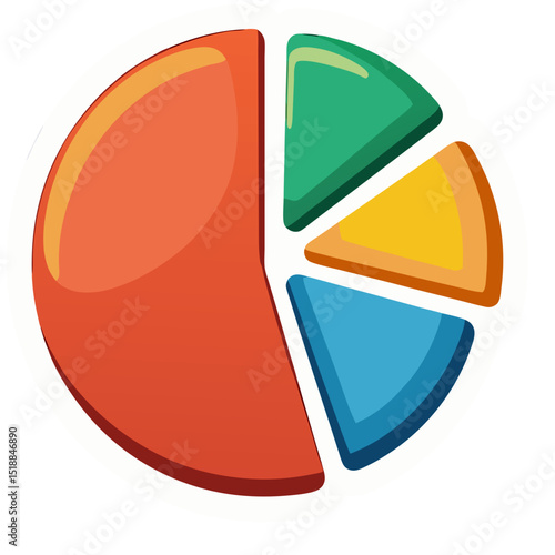 Colorful pie chart diagram illustration, statistical data, business analysis concept graphic