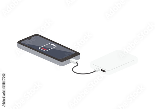 充電中のモバイルバッテリーのイラスト　0%