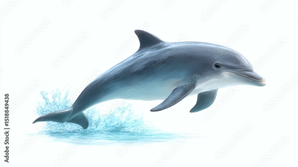 Fototapeta premium Dolphin Jumping Out of Water Illustration