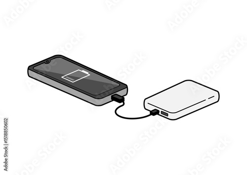 充電中のモバイルバッテリーのイラスト　0%