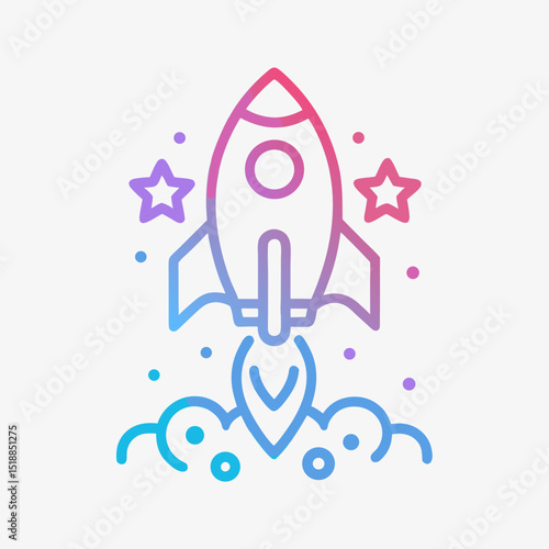 Gradient Rocket Launch with Stars Icon