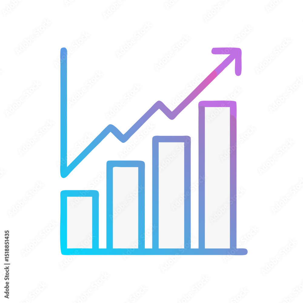 Gradient Growth Bar Chart Icon with Upward Trend Gradient Growth Bar Chart Icon with Upward Trend