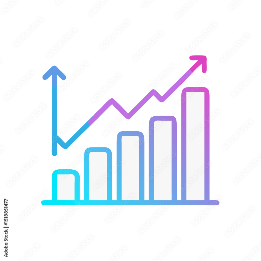 Gradient Growth Bar Chart Icon with Upward Trend Gradient Growth Bar Chart Icon with Upward Trend