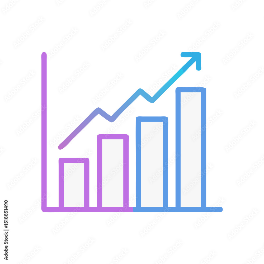Gradient Growth Bar Chart Icon with Upward Trend Gradient Growth Bar Chart Icon with Upward Trend