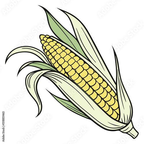 Sweet corn on the cob design, ideal for summer BBQ themes, farm stands, and harvest festivals.