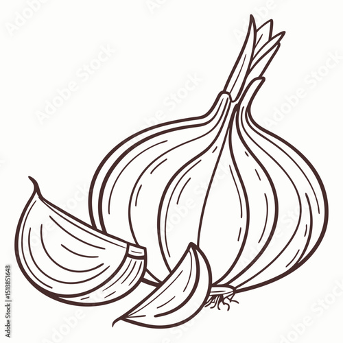 Aromatic garlic bulb design, great for spice racks, Italian cuisine, and health benefit infographics.