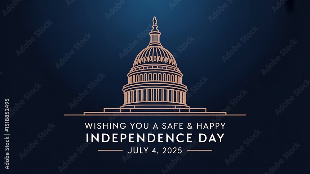 custom made wallpaper toronto digital4th of July banner for business use, line art of the U.S. flag or Capitol building, Fourth of July vector illustration for banner or poster design, header for website, template, generative ai