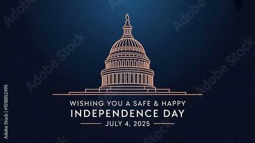 Wallpaper Mural 4th of July banner for business use, line art of the U.S. flag or Capitol building, Fourth of July vector illustration for banner or poster design, header for website, template, generative ai Torontodigital.ca