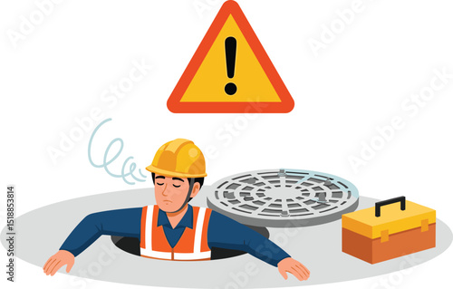 Industrial worker loses consciousness while exiting confined space without proper safety measures, highlighting critical workplace hazard warning