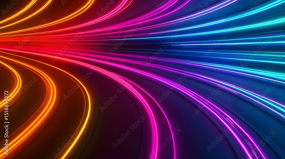 The image contains abstract, glowing lines of light in orange, pink, purple, and blue, curving and converging towards a central point, creating a dynamic and vibrant visual effect. The image contains abstract, glowing lines of light in orange, pink, purple, and blue, curving and converging towards a central point, creating a dynamic and vibrant visual effect.