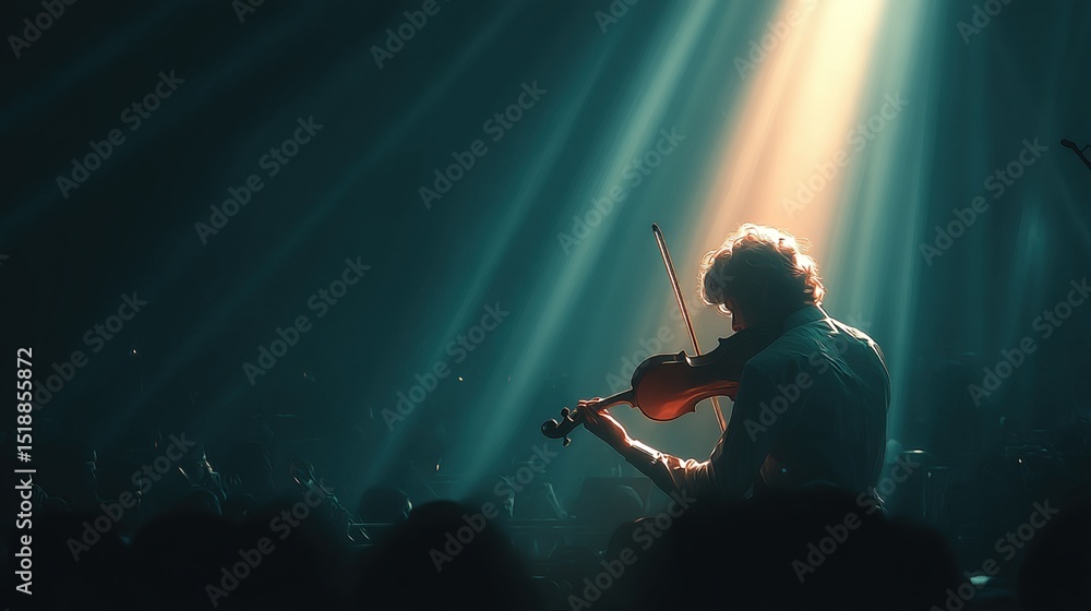 Fototapeta premium Solo violinist performing on stage